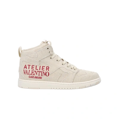 Shop Valentino Atelier High Top Sneaker In Naturale/rosso