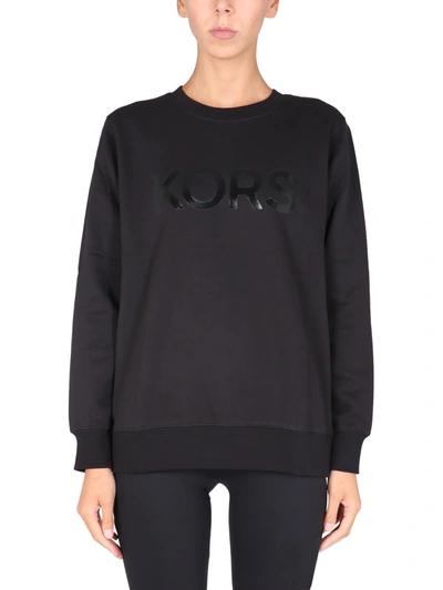 Shop Michael Michael Kors Sweatshirt With Laminated Logo In Nero