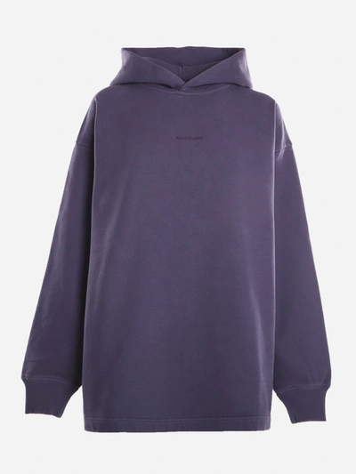 Shop Acne Studios Cotton Sweatshirt With Mini Tone-on-tone Front Logo In Purple