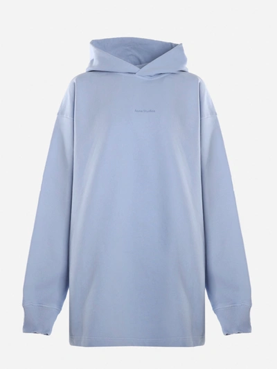 Shop Acne Studios Cotton Sweatshirt With Mini Tone-on-tone Front Logo In Light Blue