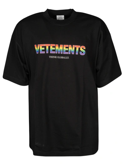 Shop Vetements Rainbow Logo T-shirt In Black