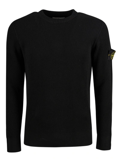Shop Stone Island Sleeve Logo Sweater In Black