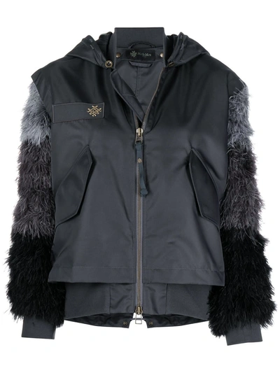 Shop Mr & Mrs Italy Audrey Tritto Capsule Jacket With Feathers In Antracite / London Green/army/antracite