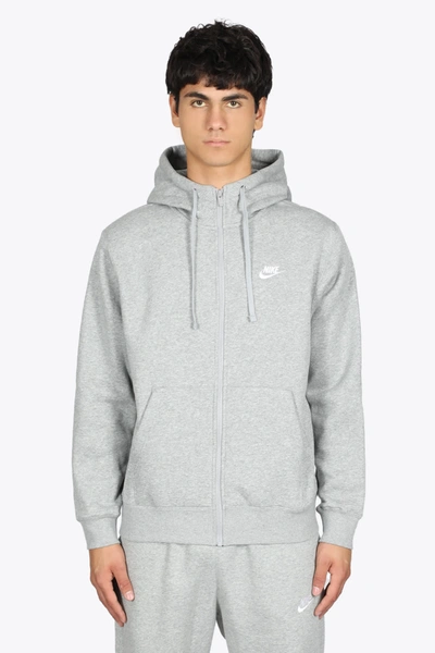 Shop Nike Grey Cotton Hoodie With Zip Closure In Grigio