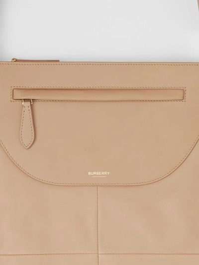 Shop Burberry Medium Leather And Lambsk In Cool Beige