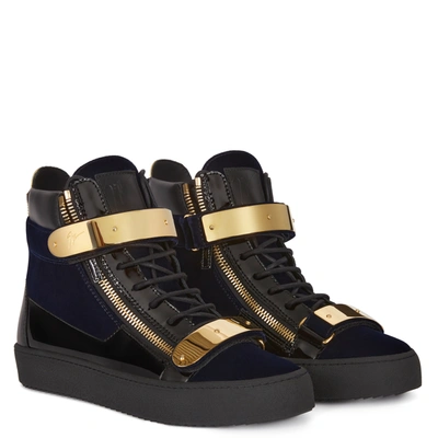 Giuseppe Zanotti Side Zipper High-top Casual Shoes In Blue