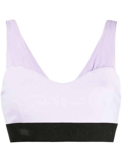 Shop Marchesa Lace-up Detail Sports Bra In Purple