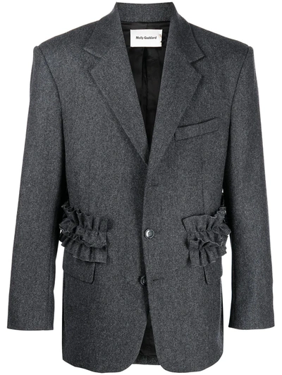 Shop Molly Goddard Ruffle-embellished Blazer In Grey