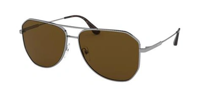 Shop Prada Brown Aviator Sunglasses 0pr 63xs 5av01d58 In Brown,gunmetal