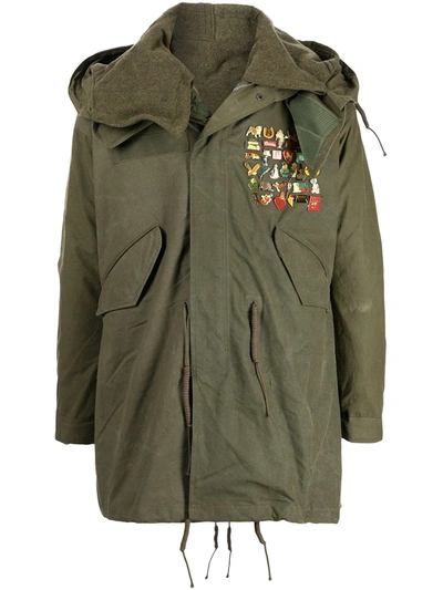 Shop Readymade Pin-embellished Fishtail Parka In Green