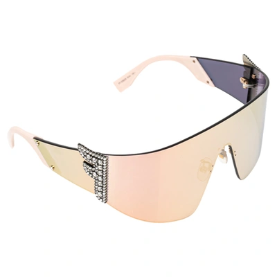 Pre-owned Fendi Pink Acetate Ff 0382/s Mirror Shield Sunglasses