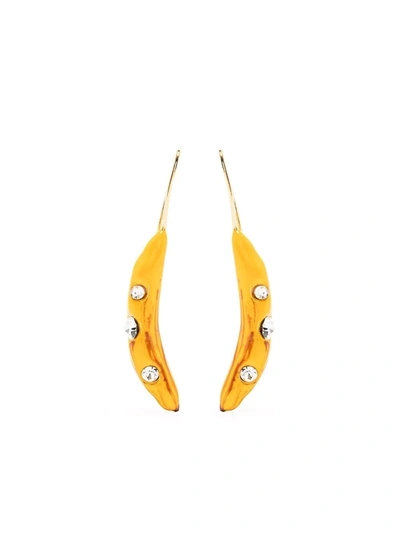 Shop Marni Crystal-embellished Banana Earrings In Orange