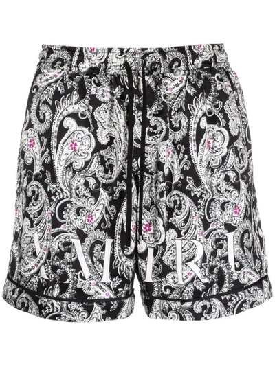 Shop Amiri Paisley P.j. Shorts Black