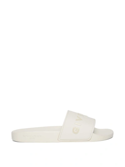 Shop Givenchy Tonal Logo Slide Sandal Cream White In Neutrals