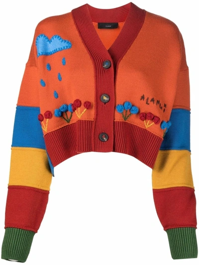 Shop Alanui Intarsia-pattern Cardigan In Multicolor
