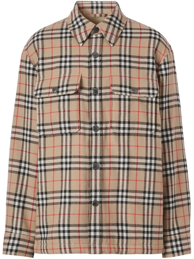 Shop Burberry Beige Vintage Check Shirt Jacket In Neutrals