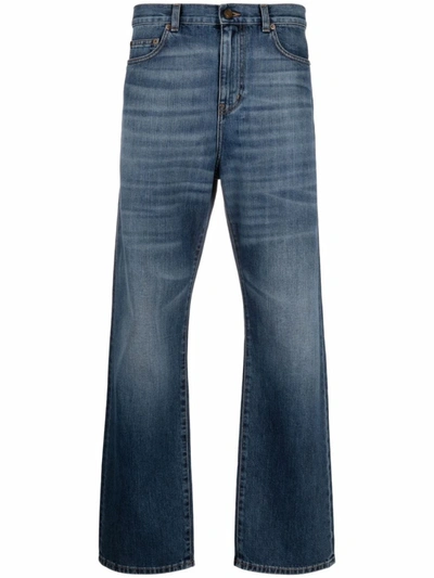 Shop Saint Laurent Blue Straight-leg Jeans