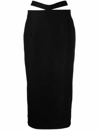 Shop Jacquemus Black Cut-out Waist Pencil Skirt