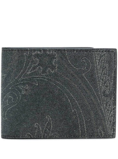 Shop Etro Paisley Print Billfold Wallet In Grey