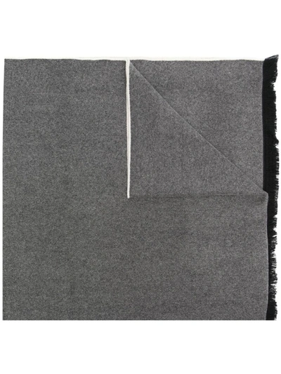 Shop Givenchy Logo-detail Fringe-hem Scarf In Grey