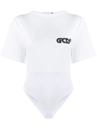 Shop Gcds White Logo-print Bodysuit