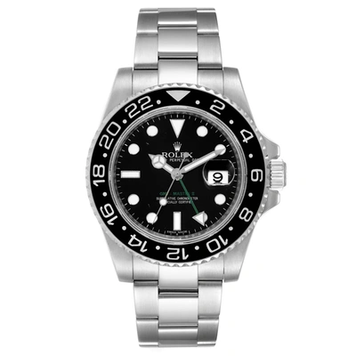 Shop Rolex Gmt Master Ii Black Dial Bezel Steel Mens Watch 116710 In Not Applicable