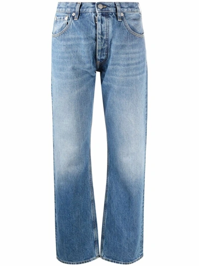 Shop Maison Margiela Blue Mid-rise Straight-leg Jeans