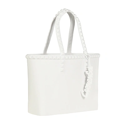 Carmen Sol Seba Mid Tote Jumbo Studs In White