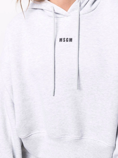 Shop Msgm Logo Print Hoodie In Gray