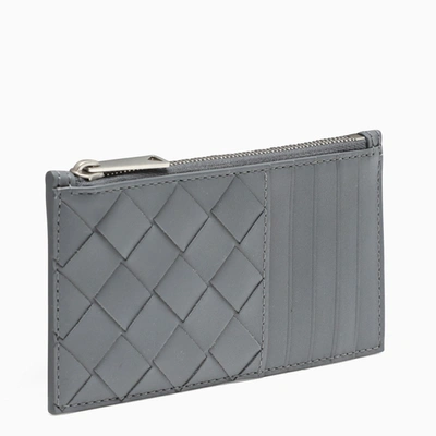 Shop Bottega Veneta Grey Credit Card Holder With Zip