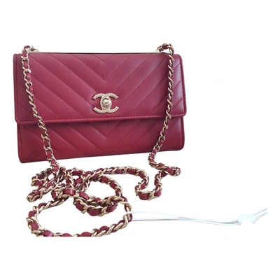 Cc delivery leather handbag Chanel Burgundy in Leather - 31921359