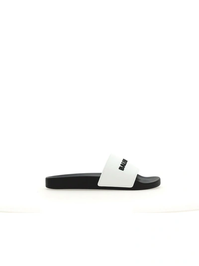 Shop Balenciaga Flip Flops In White Black
