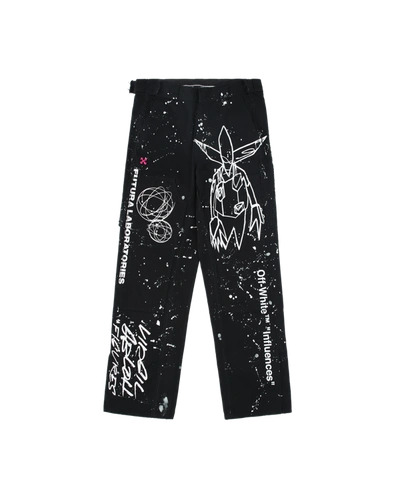 Shop Off-white Futura Alien Carpenter Pants In Black/white