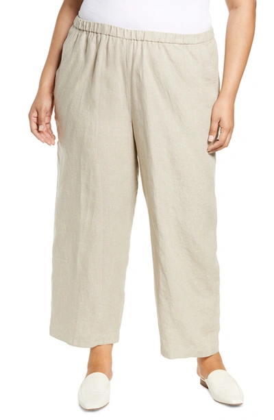 Shop Eileen Fisher Organic Linen Ankle Pants In Unnatural