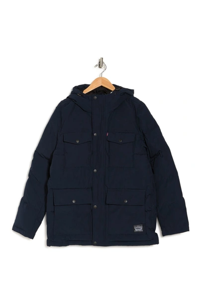 Shop Levi's Arctic Cloth Heavyweight Parka Jacket In Navy