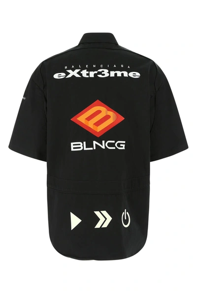 Shop Balenciaga Slate Stretch Cotton Oversize Shirt  Black  Uomo 40