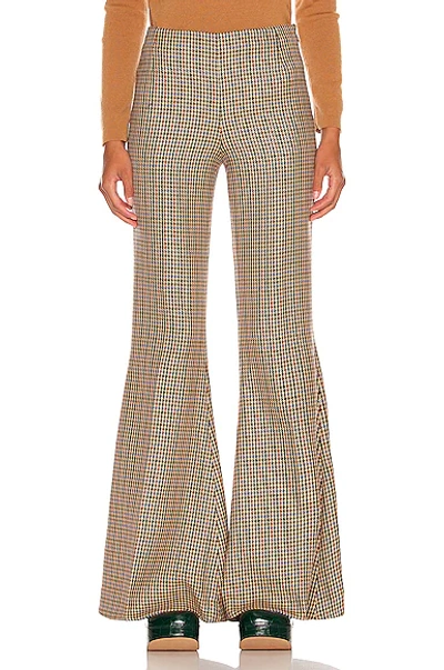 Stella Mccartney Houndstooth-pattern Flared Trousers In Beige & Rust