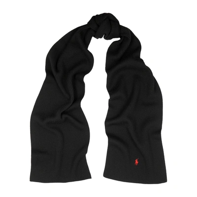 Polo Ralph Lauren Scarf With Embroidered Logo In Black | ModeSens