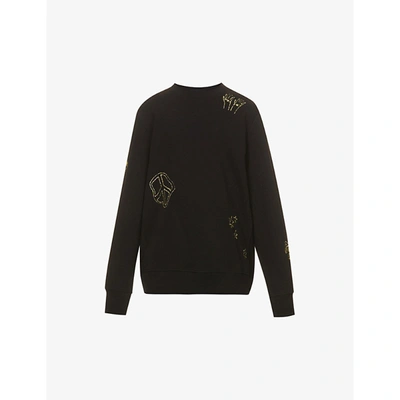 Shop Ps By Paul Smith Mens Black Contrast-embroidered Organic-cotton Sweatshirt S