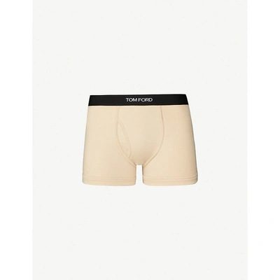 Shop Tom Ford Men's Nude 1 Logo-embroidered Cotton-blend Jersey Boxers