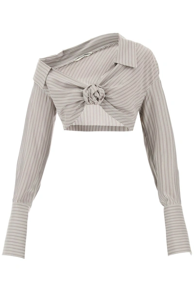 Shop Fendi Cropped Silk Shirt In Mixed Colours