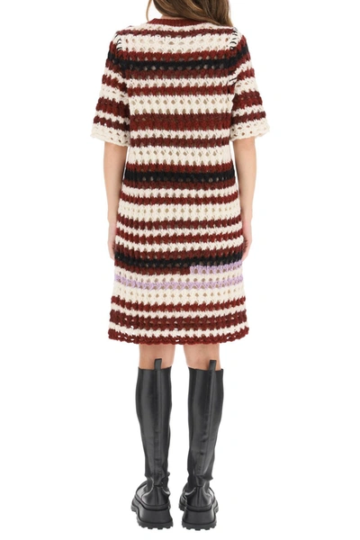 Shop Marni Striped Crochet Dress In Mixed Colours