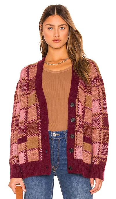 Re done 90s Oversized Plaid Cardigan In Red ModeSens
