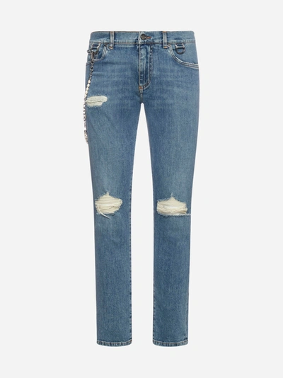 Shop Dolce & Gabbana Chain-detail Skinny Jeans