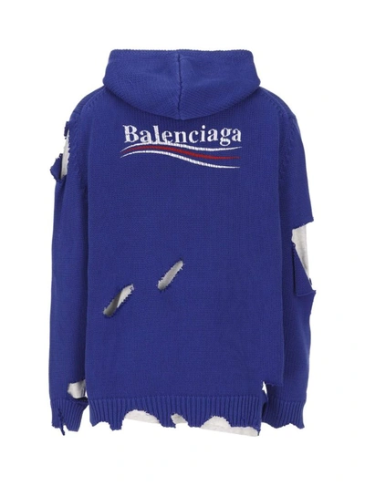 Shop Balenciaga Women's Blue Cotton Sweatshirt
