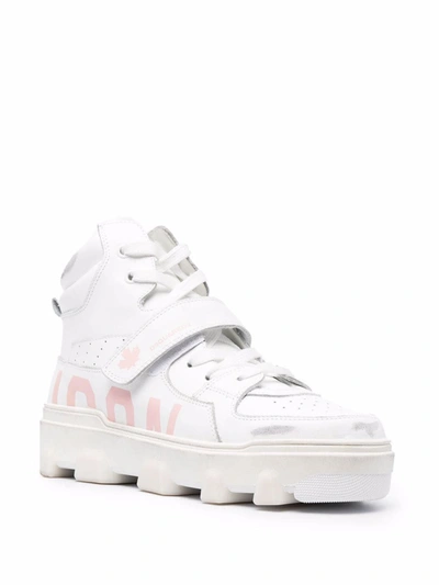 Shop Dsquared2 Women's White Leather Hi Top Sneakers