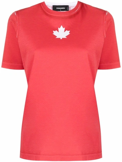 Shop Dsquared2 Women's Red Cotton T-shirt