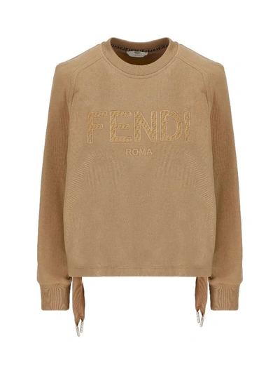 Fendi Logo-embroidered Sweatshirt In Brown