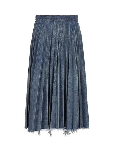 Shop Balenciaga Women's Blue Cotton Skirt