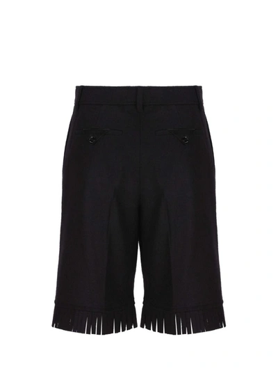 Burberry Wool Shorts With Frayed Edges In Black